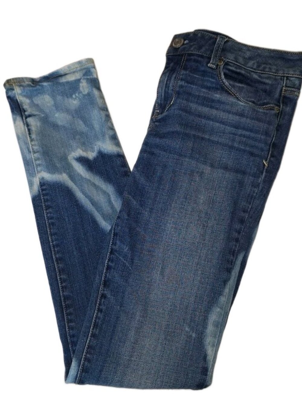 American Eagle Women's Size 8 LONG  Blue Jeans 28x32 Custom Bleached